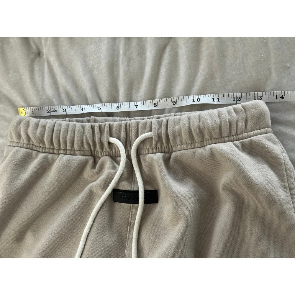 Fear of God Essentials Sweat Shorts Tan Khaki Mens Size S FOG Fleece Logo